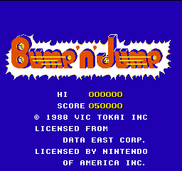 Bump'n'Jump (USA) Title Screen